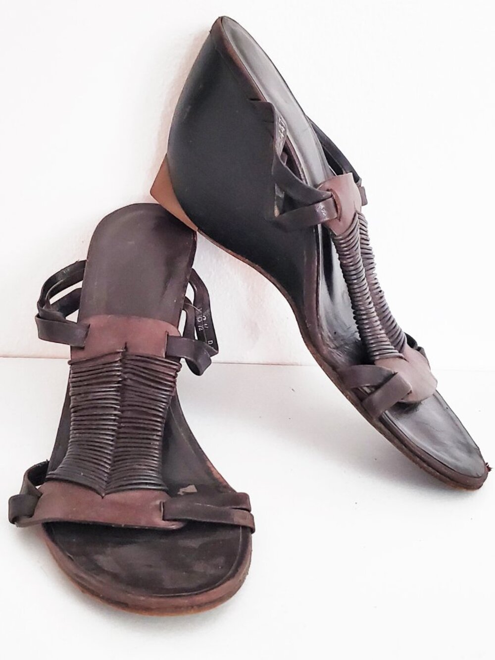 Robert Clergerie Brown Leather Wedge Heel 8.5